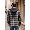 image:imageCOOFANDY Mens Flannel Shirt Jacket Warm Quilted Lined Hooded Long Sleeve Plaid Shirt JacketsBlack Khaki Plaid