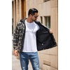 image:imageCOOFANDY Mens Flannel Shirt Jacket Warm Quilted Lined Hooded Long Sleeve Plaid Shirt JacketsBlack Khaki Plaid