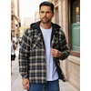 image:imageCOOFANDY Mens Flannel Shirt Jacket Warm Quilted Lined Hooded Long Sleeve Plaid Shirt JacketsBlack Khaki Plaid