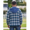 image:imageCOOFANDY Mens Flannel Shirt Jacket Warm Quilted Lined Hooded Long Sleeve Plaid Shirt JacketsBlue Plaid