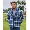 image:imageCOOFANDY Mens Flannel Shirt Jacket Warm Quilted Lined Hooded Long Sleeve Plaid Shirt JacketsBlue Plaid