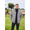 image:imageCOOFANDY Mens Flannel Shirt Jacket Warm Quilted Lined Hooded Long Sleeve Plaid Shirt JacketsGrey