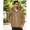 image:imageCOOFANDY Mens Flannel Shirt Jacket Warm Quilted Lined Hooded Long Sleeve Plaid Shirt JacketsLight Brown Plaid