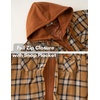 image:imageCOOFANDY Mens Flannel Shirt Jacket Warm Quilted Lined Hooded Long Sleeve Plaid Shirt JacketsLight Brown Plaid