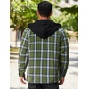 image:imageCOOFANDY Mens Flannel Shirt Jacket Warm Quilted Lined Hooded Long Sleeve Plaid Shirt JacketsNavy  Army Green Plaid
