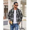 image:imageCOOFANDY Mens Flannel Shirt Jackets Quilted Lined Plaid Jacket Long Sleeve Button Down Thick Winter Outwear ShacketsBlack