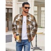 image:imageCOOFANDY Mens Flannel Shirt Jackets Quilted Lined Plaid Jacket Long Sleeve Button Down Thick Winter Outwear ShacketsBrown