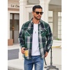 image:imageCOOFANDY Mens Flannel Shirt Jackets Quilted Lined Plaid Jacket Long Sleeve Button Down Thick Winter Outwear ShacketsGreen
