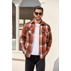 image:imageCOOFANDY Mens Flannel Shirt Jackets Quilted Lined Plaid Jacket Long Sleeve Button Down Thick Winter Outwear ShacketsOrange