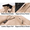 image:imageCOOFANDY Mens Lightweight Bomber Jackets Stand Collar Windbreaker Softshell Jacket Zip Up Coat for Fall OutdoorKhaki