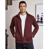 image:imageCOOFANDY Mens Lightweight Varsity Jacket Casual Bomber Jackets Waffle Zip Up Sweatshirts with PocketDark Red