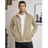 image:imageCOOFANDY Mens Lightweight Varsity Jacket Casual Bomber Jackets Waffle Zip Up Sweatshirts with PocketKahki
