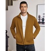image:imageCOOFANDY Mens Lightweight Varsity Jacket Casual Bomber Jackets Waffle Zip Up Sweatshirts with PocketLight Brown