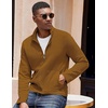 image:imageCOOFANDY Mens Lightweight Varsity Jacket Casual Bomber Jackets Waffle Zip Up Sweatshirts with PocketLight Brown