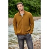 image:imageCOOFANDY Mens Lightweight Varsity Jacket Casual Bomber Jackets Waffle Zip Up Sweatshirts with PocketLight Brown