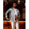 image:imageCOOFANDY Mens Metallic Jacket 70s Disco Dance Party Costume Shiny Varsity Zipper Baseball Bomber Jacket02silver