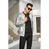 image:imageCOOFANDY Mens Metallic Jacket 70s Disco Dance Party Costume Shiny Varsity Zipper Baseball Bomber Jacket02silver