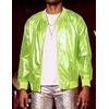 image:imageCOOFANDY Mens Metallic Jacket 70s Disco Dance Party Costume Shiny Varsity Zipper Baseball Bomber JacketLemon