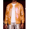 image:imageCOOFANDY Mens Metallic Jacket 70s Disco Dance Party Costume Shiny Varsity Zipper Baseball Bomber JacketOrange