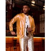 image:imageCOOFANDY Mens Metallic Jacket 70s Disco Dance Party Costume Shiny Varsity Zipper Baseball Bomber JacketOrange