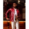 image:imageCOOFANDY Mens Metallic Jacket 70s Disco Dance Party Costume Shiny Varsity Zipper Baseball Bomber JacketRed