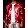image:imageCOOFANDY Mens Metallic Jacket 70s Disco Dance Party Costume Shiny Varsity Zipper Baseball Bomber JacketRed
