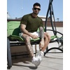 image:imageCOOFANDY Mens Muscle TShirt Pleated Raglan Sleeve Bodybuilding Gym Tee Short Sleeve Fashion Workout Shirts Hipster ShirtArmy Green