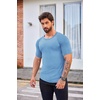 image:imageCOOFANDY Mens Muscle TShirt Pleated Raglan Sleeve Bodybuilding Gym Tee Short Sleeve Fashion Workout Shirts Hipster ShirtClear Blue