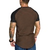image:imageCOOFANDY Mens Muscle TShirt Pleated Raglan Sleeve Bodybuilding Gym Tee Short Sleeve Fashion Workout Shirts Hipster ShirtPattern3 Brown  Black