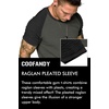 image:imageCOOFANDY Mens Muscle TShirt Pleated Raglan Sleeve Bodybuilding Gym Tee Short Sleeve Fashion Workout Shirts Hipster ShirtPattern3 Grey  Black