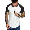 image:imageCOOFANDY Mens Muscle TShirt Pleated Raglan Sleeve Bodybuilding Gym Tee Short Sleeve Fashion Workout Shirts Hipster ShirtPattern3 White  Black
