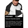 image:imageCOOFANDY Mens Muscle TShirt Pleated Raglan Sleeve Bodybuilding Gym Tee Short Sleeve Fashion Workout Shirts Hipster ShirtPattern3 White  Black
