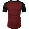 image:imageCOOFANDY Mens Muscle TShirt Pleated Raglan Sleeve Bodybuilding Gym Tee Short Sleeve Fashion Workout Shirts Hipster ShirtPattern9 Red  Black
