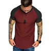 image:imageCOOFANDY Mens Muscle TShirt Pleated Raglan Sleeve Bodybuilding Gym Tee Short Sleeve Fashion Workout Shirts Hipster ShirtPattern9 Red  Black