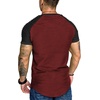 image:imageCOOFANDY Mens Muscle TShirt Pleated Raglan Sleeve Bodybuilding Gym Tee Short Sleeve Fashion Workout Shirts Hipster ShirtPattern9 Red  Black