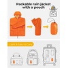image:imageCOOFANDY Mens Packable Rain Jacket Lightweight Waterproof Raincoat with Hood Outdoor Rain Gear Travel Hiking CyclingOrange
