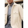 image:imageCOOFANDY Mens Polar Fleece Shacket Long Sleeve Casual Button Down Shirt Jacket with PocketsBeige