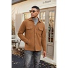 image:imageCOOFANDY Mens Polar Fleece Shacket Long Sleeve Casual Button Down Shirt Jacket with PocketsCamel