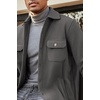 image:imageCOOFANDY Mens Polar Fleece Shacket Long Sleeve Casual Button Down Shirt Jacket with PocketsDark Grey