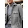 image:imageCOOFANDY Mens Polar Fleece Shacket Long Sleeve Casual Button Down Shirt Jacket with PocketsLight Grey