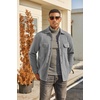 image:imageCOOFANDY Mens Polar Fleece Shacket Long Sleeve Casual Button Down Shirt Jacket with PocketsLight Grey