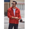 image:imageCOOFANDY Mens Polar Fleece Shacket Long Sleeve Casual Button Down Shirt Jacket with PocketsRedorange