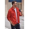 image:imageCOOFANDY Mens Polar Fleece Shacket Long Sleeve Casual Button Down Shirt Jacket with PocketsRedorange