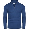 image:imageCOOFANDY Mens Quarter Zip Sweater Slim Fit Casual Knitted Turtleneck Pullover Mock Neck Polo SweaterBlue