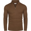 image:imageCOOFANDY Mens Quarter Zip Sweater Slim Fit Casual Knitted Turtleneck Pullover Mock Neck Polo SweaterCoffee Brown
