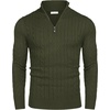 image:imageCOOFANDY Mens Quarter Zip Sweater Slim Fit Casual Knitted Turtleneck Pullover Mock Neck Polo SweaterDark Army Green