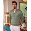 image:imageCOOFANDY Mens Quarter Zip Sweater Slim Fit Casual Knitted Turtleneck Pullover Mock Neck Polo SweaterGrass Green