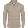 image:imageCOOFANDY Mens Quarter Zip Sweater Slim Fit Casual Knitted Turtleneck Pullover Mock Neck Polo SweaterKhaki