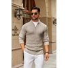 image:imageCOOFANDY Mens Quarter Zip Sweater Slim Fit Casual Knitted Turtleneck Pullover Mock Neck Polo SweaterKhaki