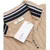 image:imageCOOFANDY Mens Quarter Zip Sweater Slim Fit Casual Knitted Turtleneck Pullover Mock Neck Polo SweaterKhaki Striped Collar